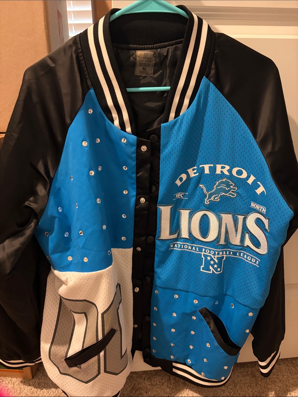 Detroit Lions Women's Blue and Black Varsity Jacket